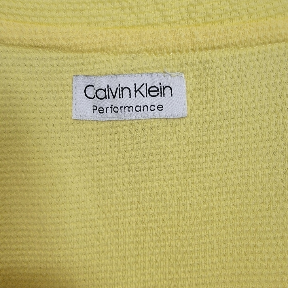 Calvin Klein Soft Yellow Crew Neck Sleeveless Ruched Side Muscle Tank Top XXL - Picture 3 of 6